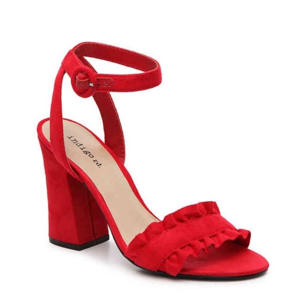 red ruffle sandals